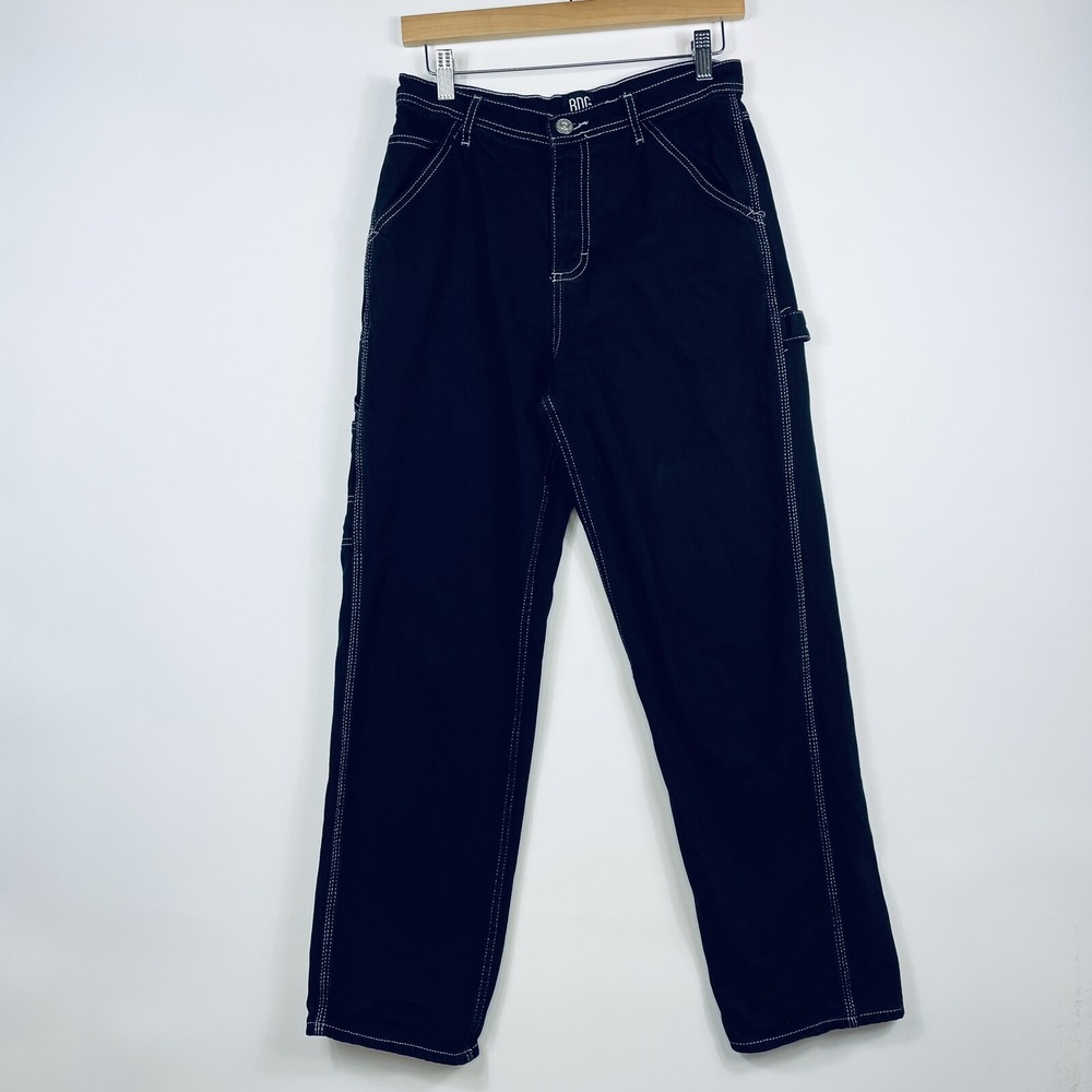 BDG Urban Outfitters Women 27 Black Heavy Stitch Jeans Relaxed Fit Cargo Skate